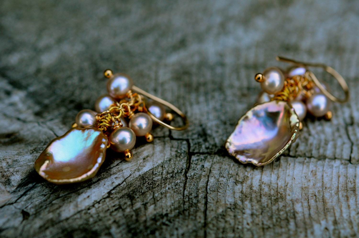 Pearl Cluster Wedding Earrings Bridal Stud Earrings - Etsy | Bridal earrings  studs, Rough gemstone jewelry, Etsy earrings