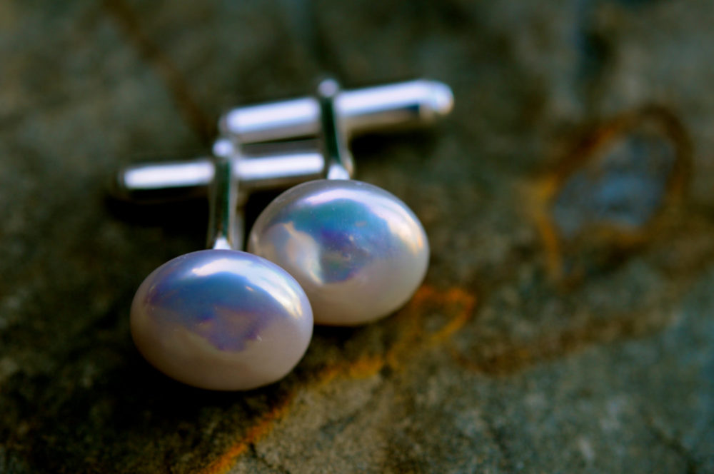 gorgeous pure white button/coin pearl cufflinks, solid sterling silver, cufflinks for him and for her