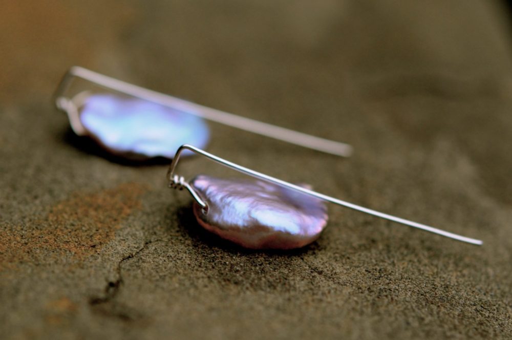 lavender keshi pearl stud earrings, one of a kind pearl earring studs, unique keshi pearl studs