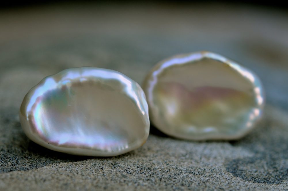 Meant to be Togethe excellent white keshi pearl stud earrings, extraordinary pearl earrings