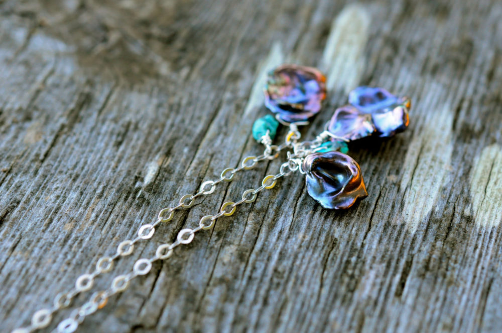 purple keshi pearl charm pendant necklace, purple pearl necklace, silver chain necklace with pearl charm, delicate pretty everyda