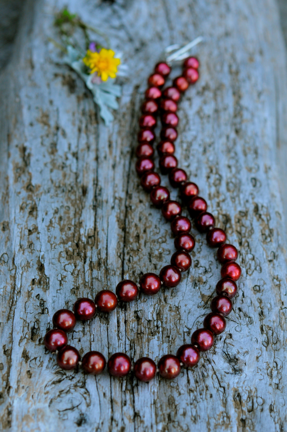 red pearl necklace, perfect valentine's day gift, 9mm round red pearl necklace, a string of red pearls
