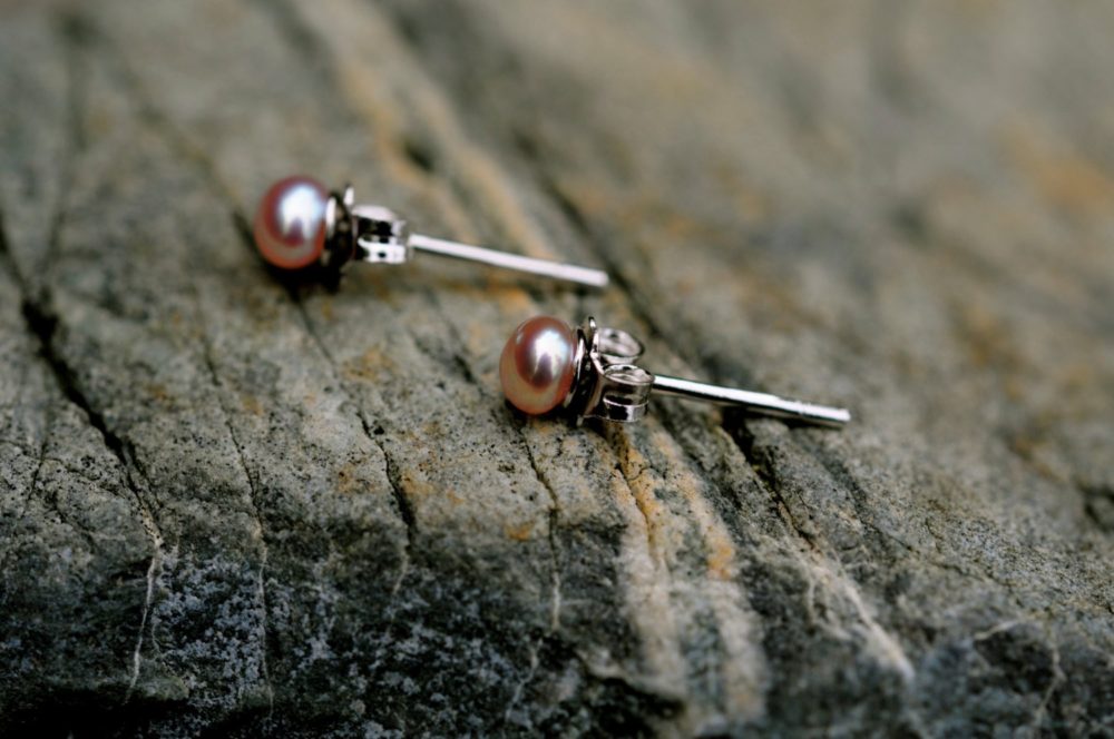 tiny but bright, smallest pearl earring studs, natural lavender pink tiny pearl earring studs, your discreet elegance, understated glamour