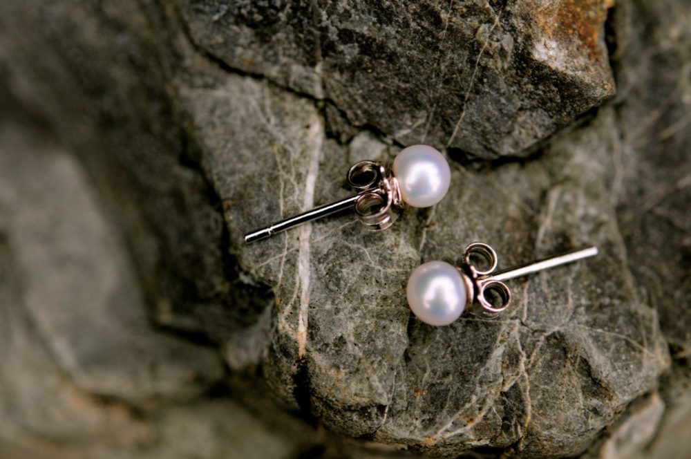 tiny white pearl earring studs, small 4mm bright white natural pearl earring studs, your discreet elegance, understated glamour