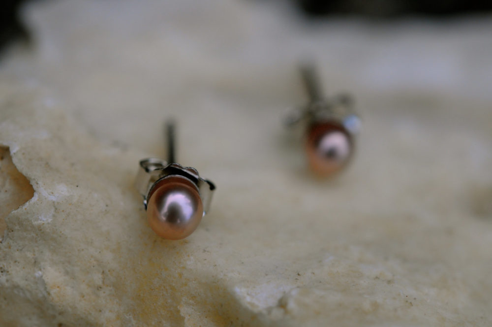 very fine 2-3mm pink pearl earring studs, tiny pearl on sterling silver, your discreet elegance, understated glamour, barely there comfort!