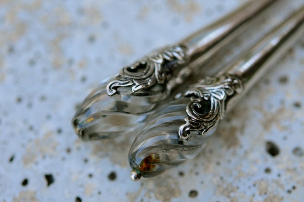 vintage tibetan silver/natuarl crystal long earrings, dramatically long dangle earrings handmade in tibet
