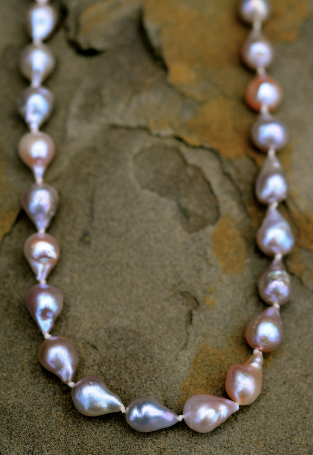 sweet mauve baroque pearl necklace, freshwater baroque pearl necklace, princess length necklace